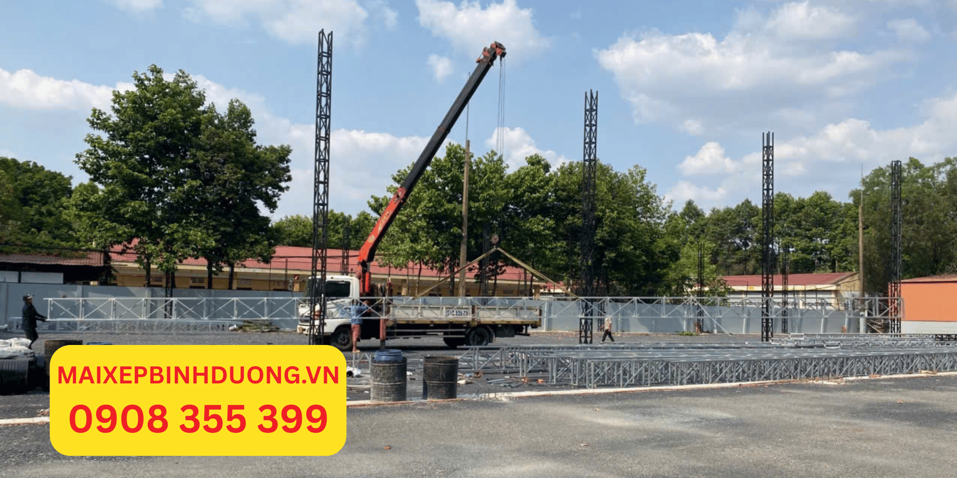 Mái Xếp Che Xe Máy Cho Công Ty KCN Bình Dương Số 1 2 mai xep che xa may cho cong ty kcn binh duong 1