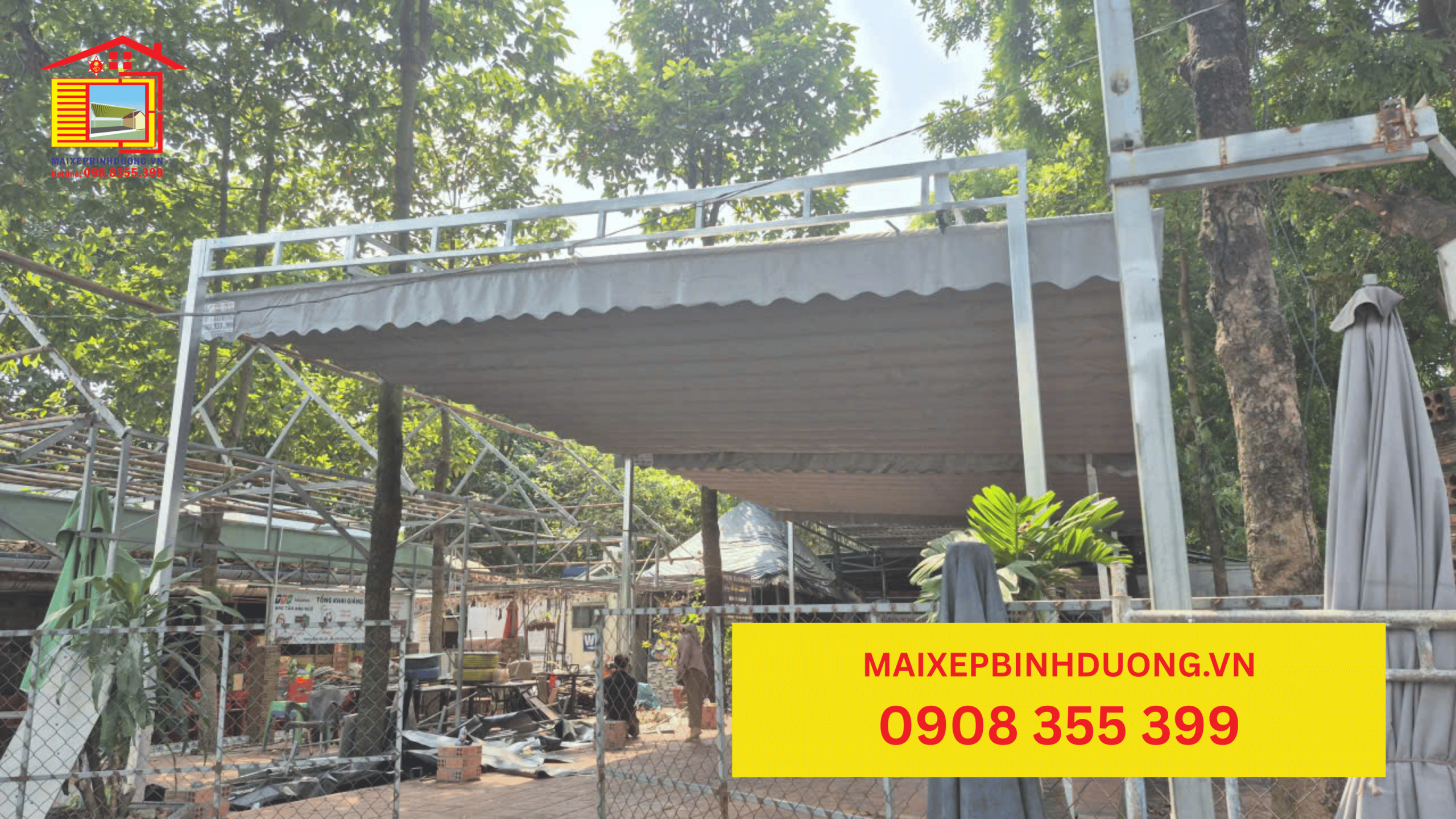 mái xếp đẹp cho quán ăn