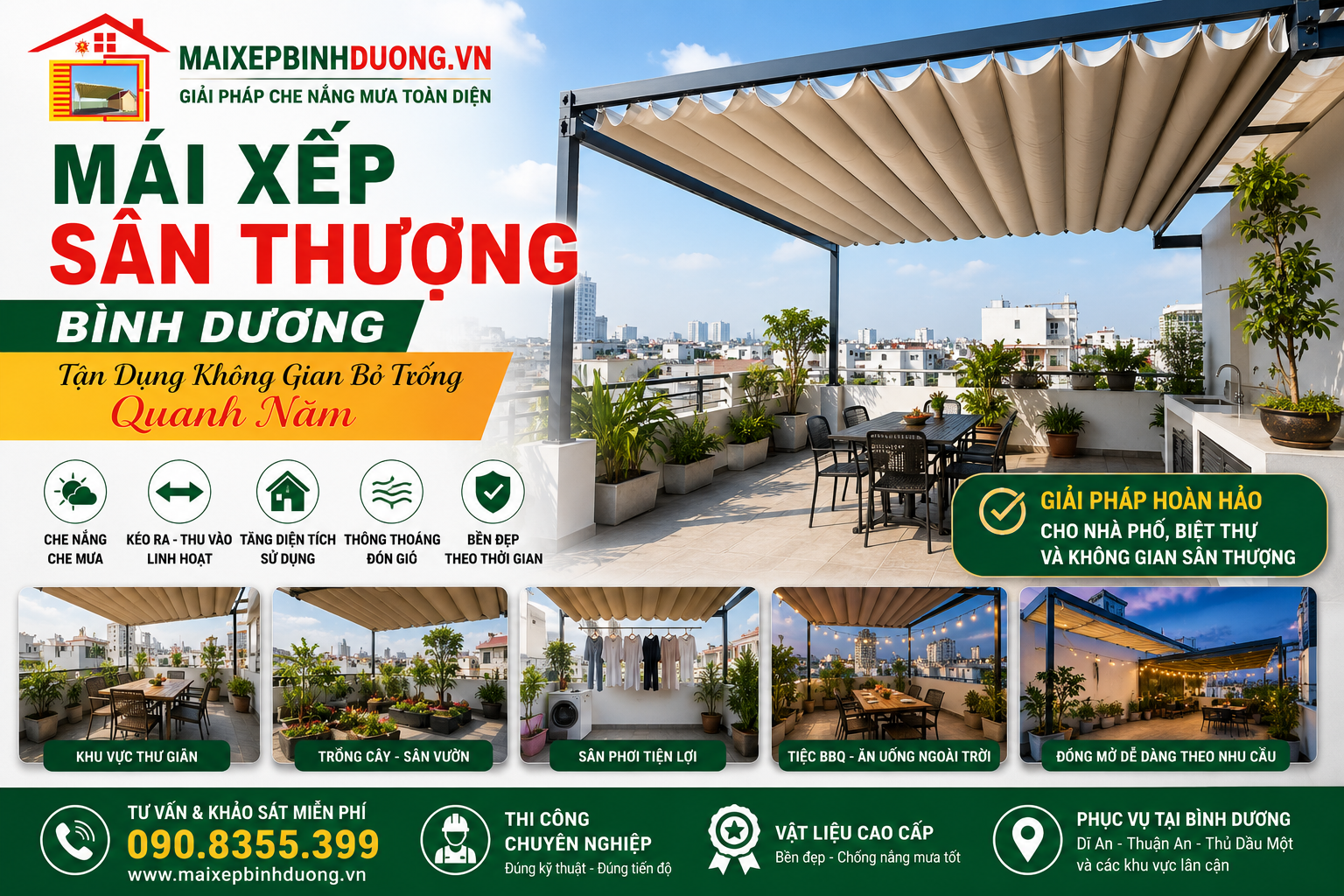 Mái che trước nhà Bình Dương