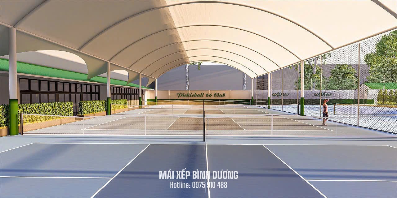 Mái Che Sân Pickleball: Mẫu Đẹp, Bạt Tốt, Báo Giá Thi Công 7 Mái che sân pickleball