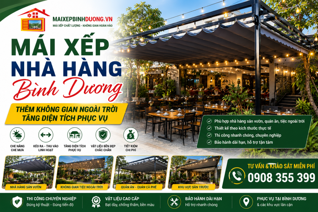 Mái Xếp Nhà Hàng Bình Dương – Thêm Không Gian Ngoài Trời, Tăng Diện Tích Phục Vụ 34 mai xep nha hang binh duong
